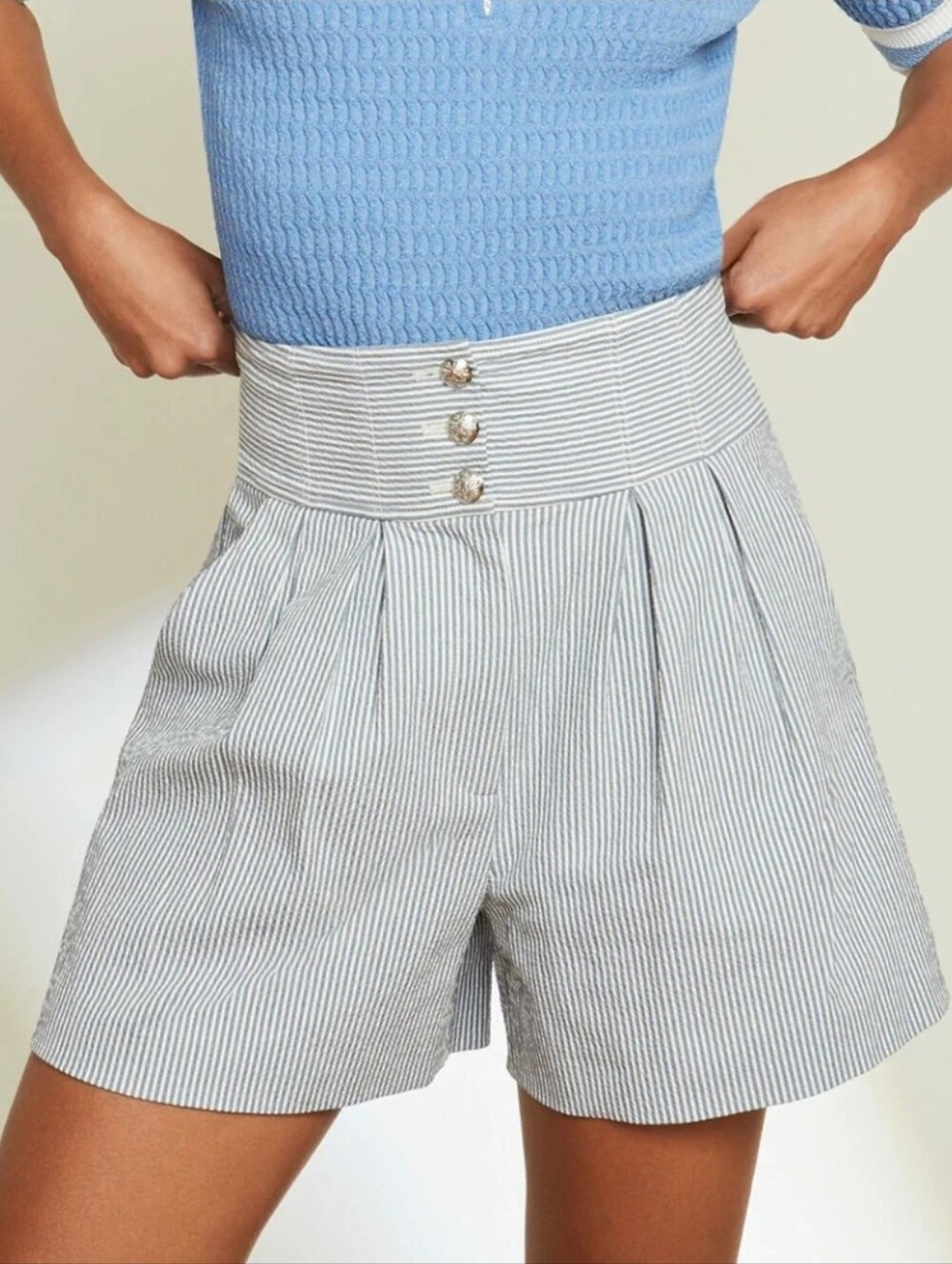 Veronica Beard Alicia High Rise Seersucker Shorts 0